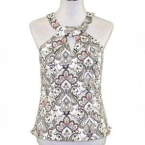 White House Black Market Floral Pattern Halter Top size 2